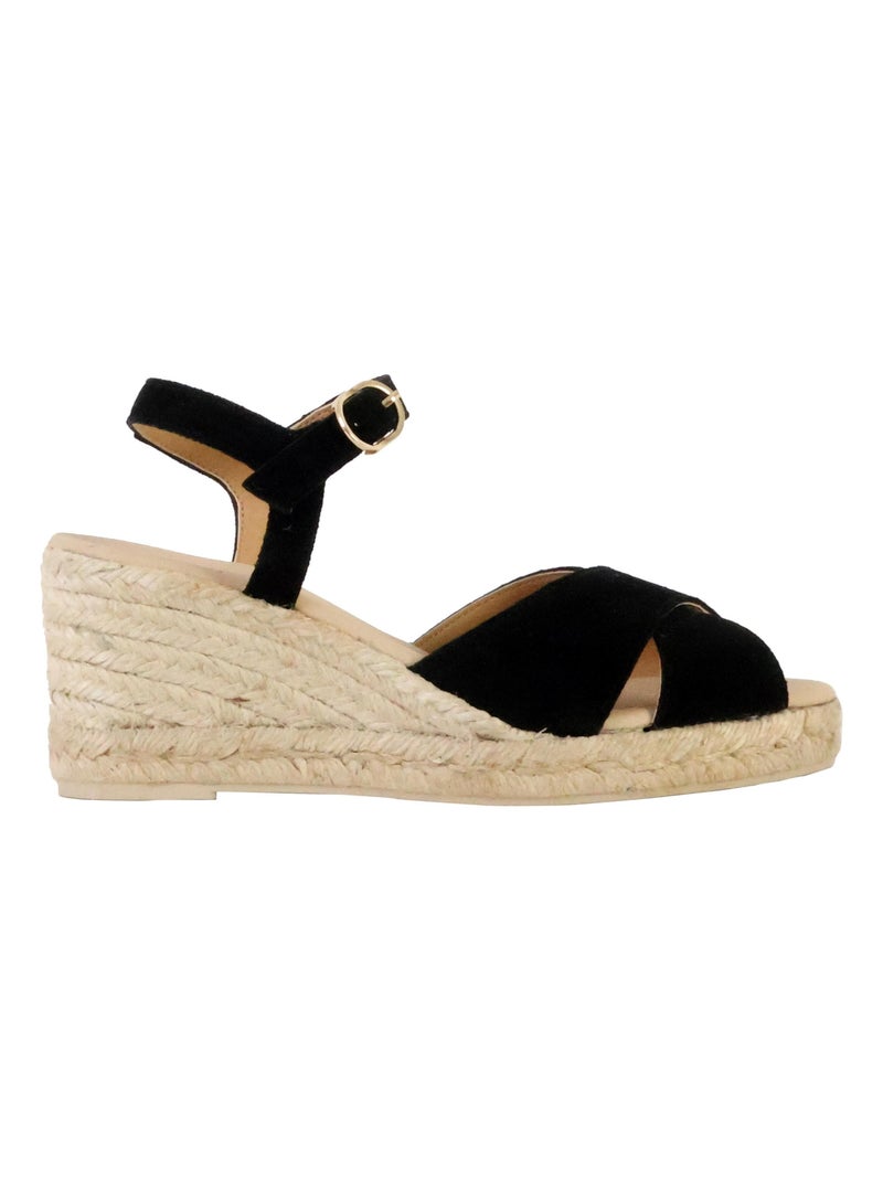 Sandales Compensées Cuir Geox Gelsa Noir - Kiabi