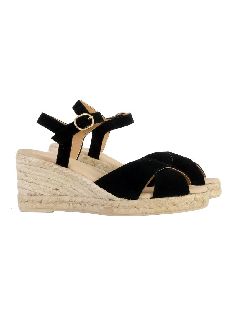 Sandales Compensées Cuir Geox Gelsa Noir - Kiabi