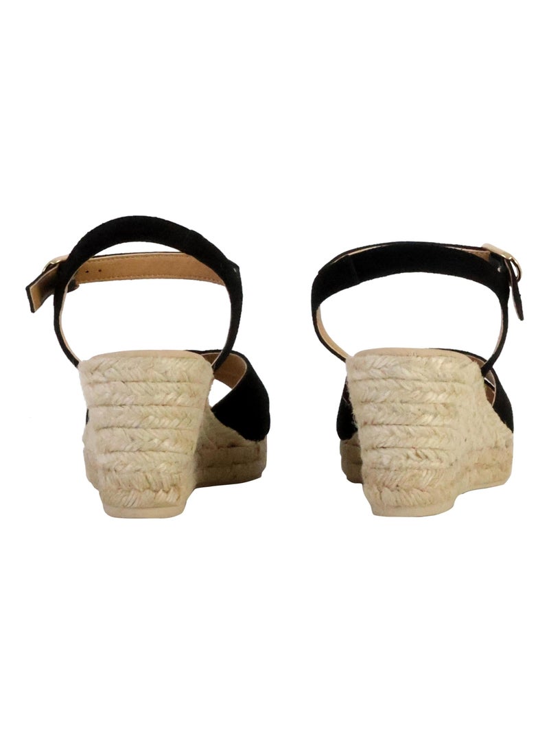 Sandales Compensées Cuir Geox Gelsa Noir - Kiabi