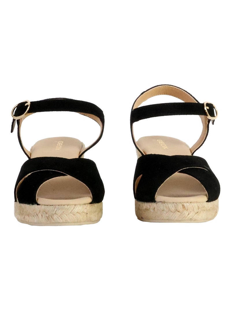 Sandales Compensées Cuir Geox Gelsa Noir - Kiabi