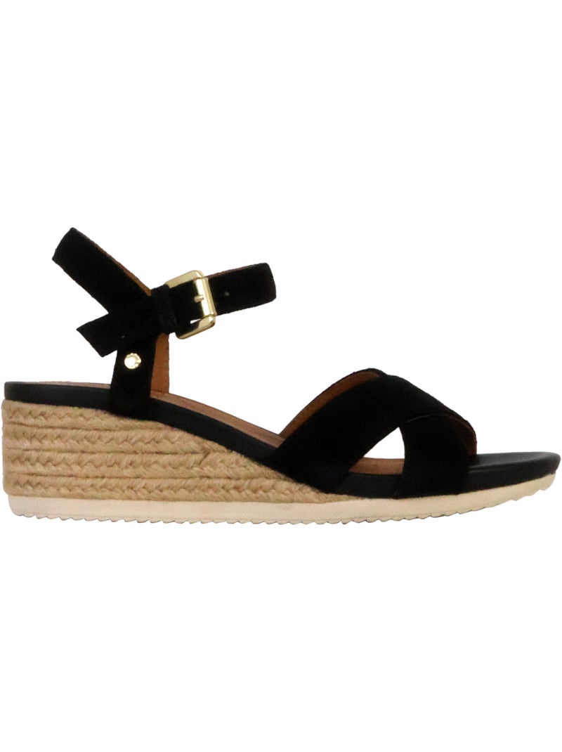 Sandales Compensées Cuir Geox Ischia Corda Noir - Kiabi