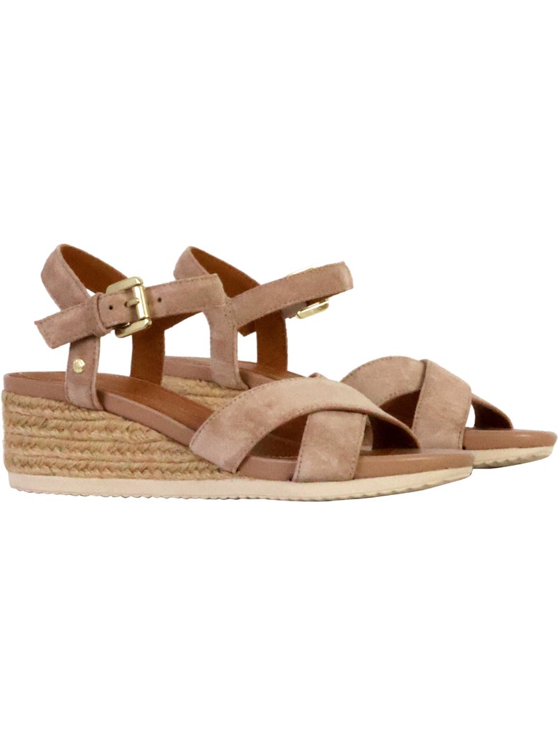 Sandales Compensées Cuir Geox Ischia Corda Rose - Kiabi