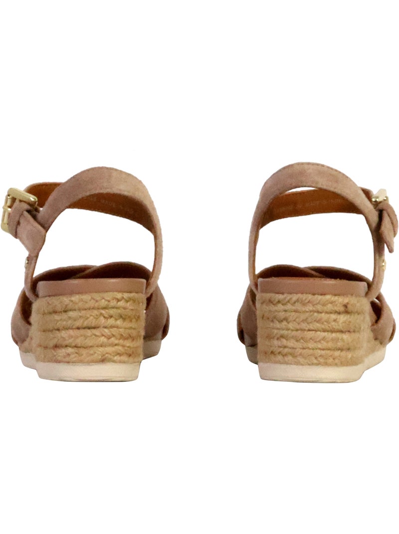 Sandales Compensées Cuir Geox Ischia Corda Rose - Kiabi