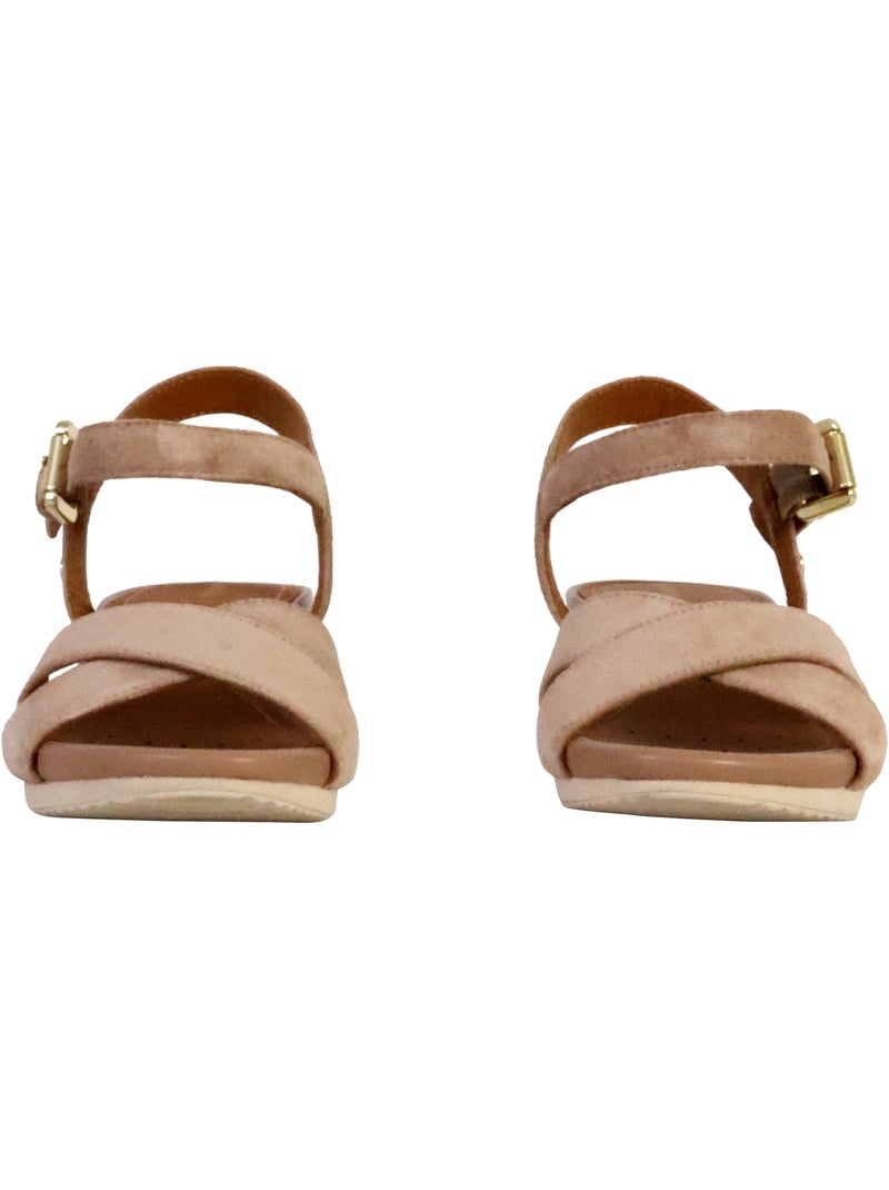 Sandales Compensées Cuir Geox Ischia Corda Rose - Kiabi