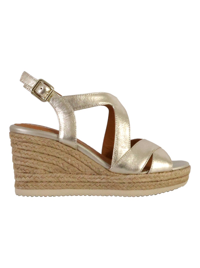 Sandales Compensées Cuir Geox Ponza Doré/or - Kiabi