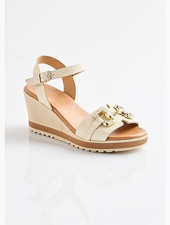 Sandales compensées cuir largeur confort chic - Afibel