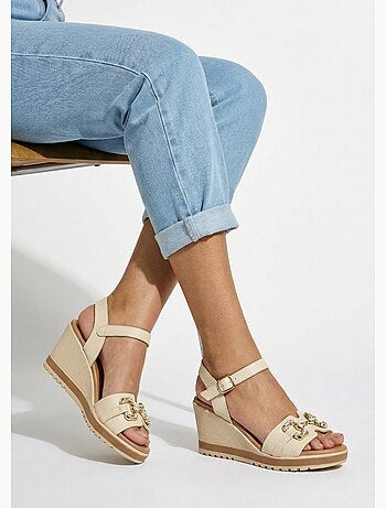 Sandales compensées cuir largeur confort chic - Afibel