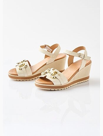 Sandales compensées cuir largeur confort chic - Afibel