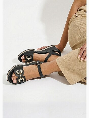 Sandales compensées cuir largeur confort chic - Afibel