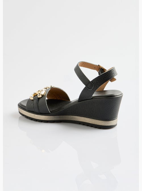 Sandales compensées cuir largeur confort chic - Afibel - Kiabi