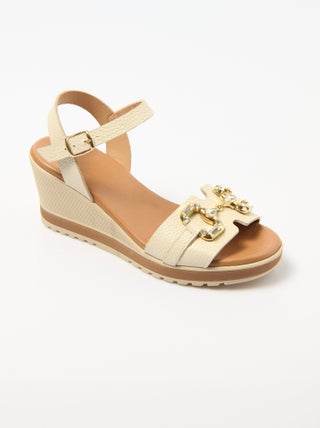 Sandales compensées cuir largeur confort chic
