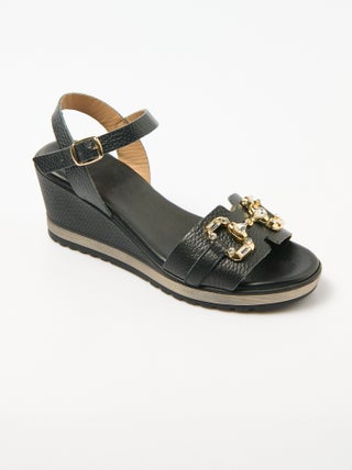 Sandales compensées cuir largeur confort chic