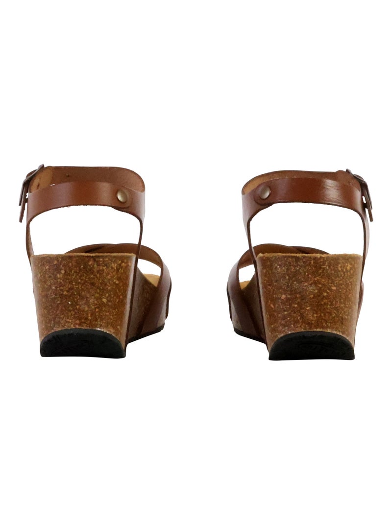 Sandales Compensées Cuir Plakton So Final Taupe - Kiabi