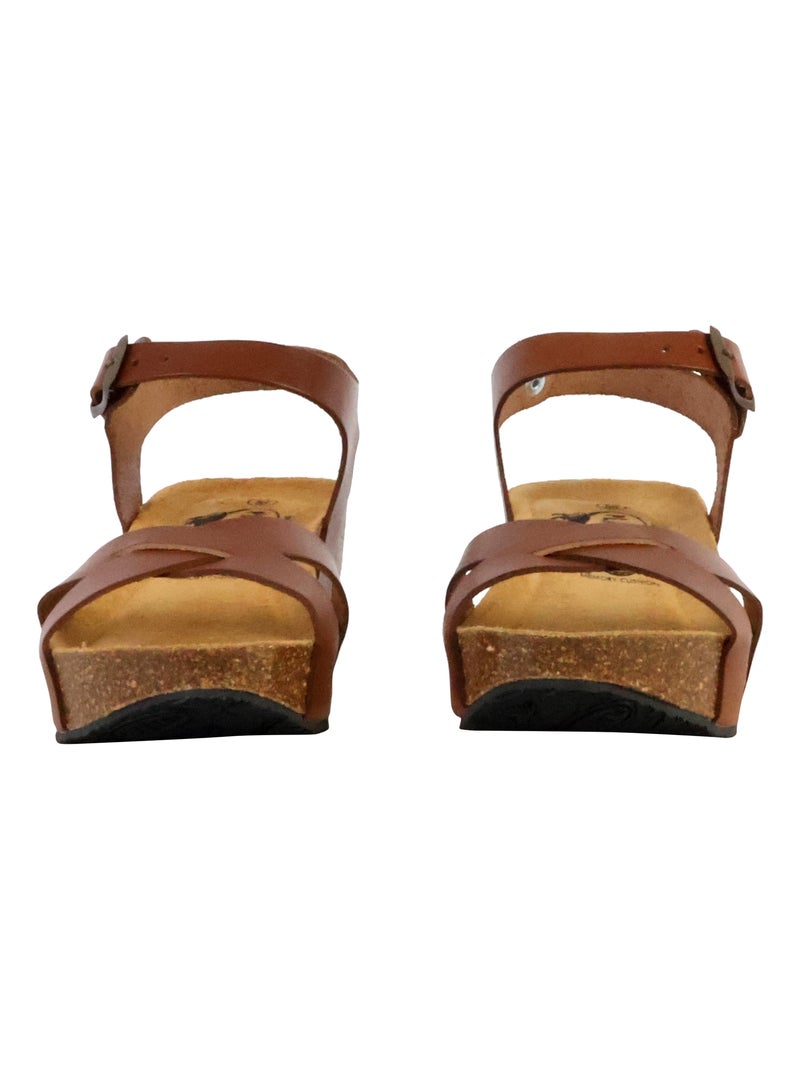 Sandales Compensées Cuir Plakton So Final Taupe - Kiabi