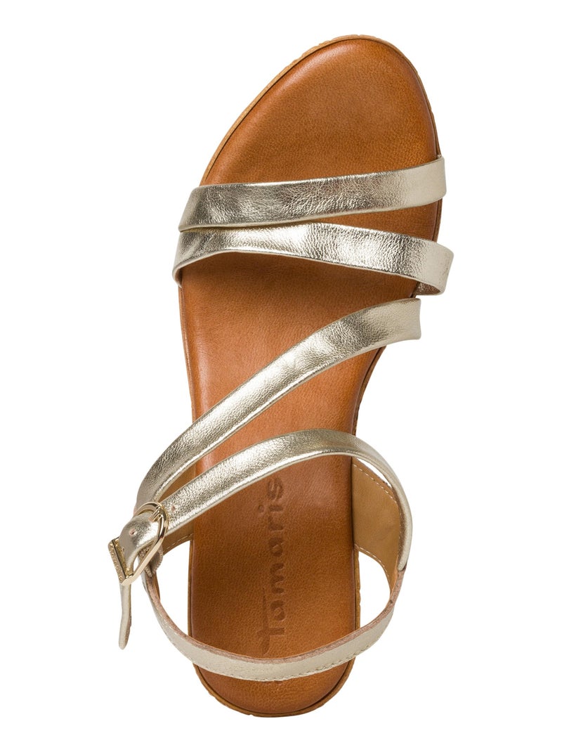 Sandales Compensées Cuir Tamaris Touch-It Doré/or - Kiabi