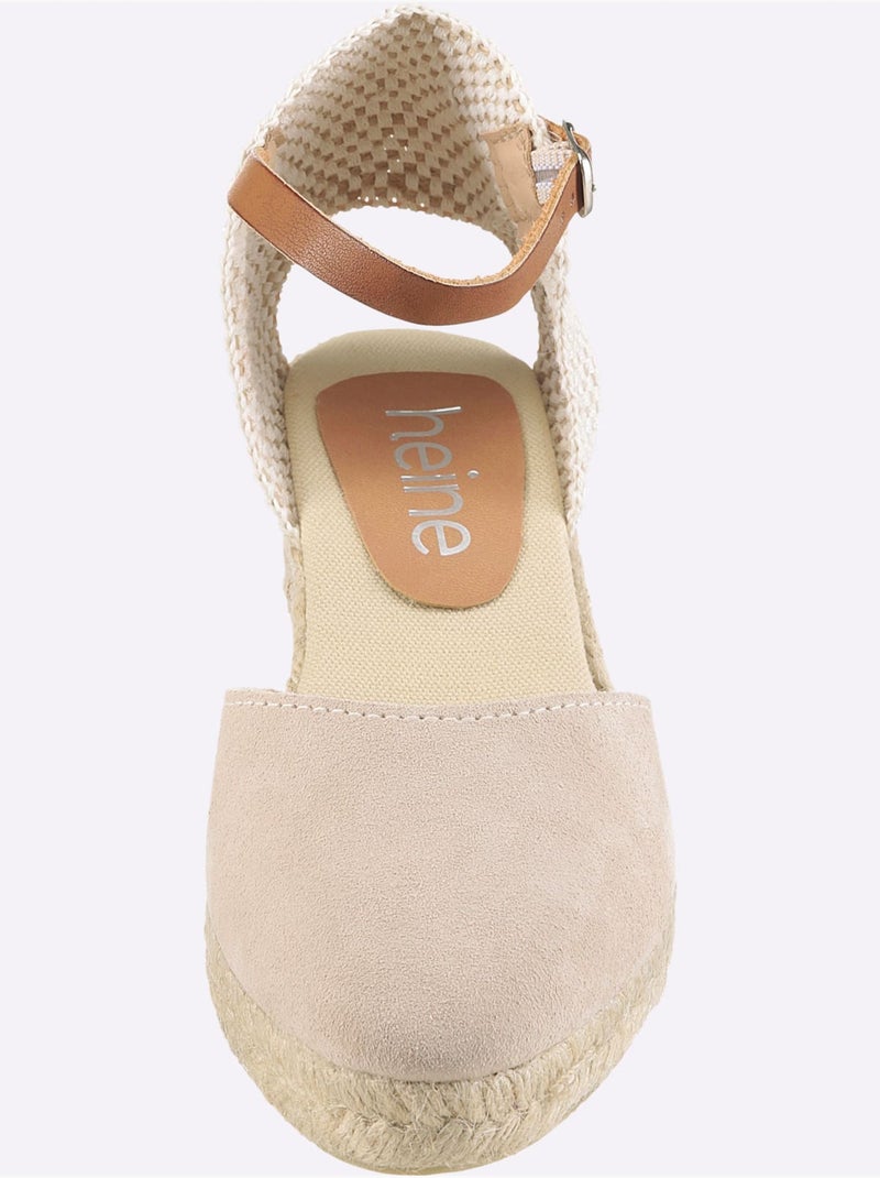 Sandales Compensées De Fabrication Espagnole - Taille Standard - helline Beige - Kiabi