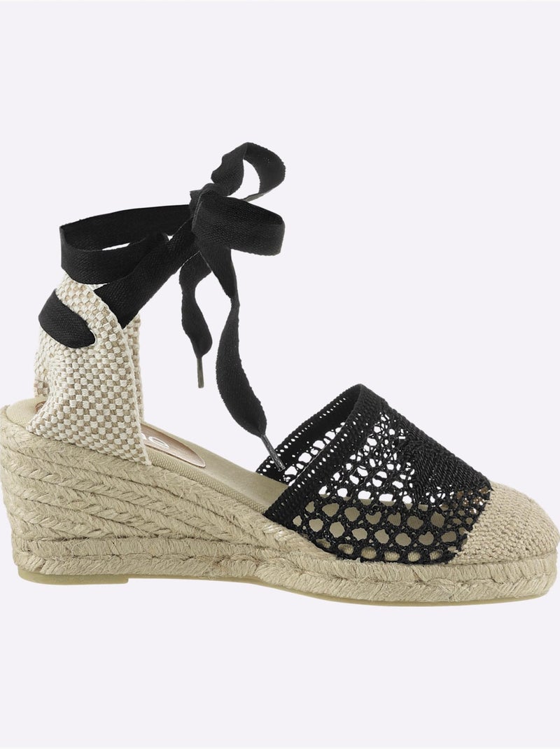 Sandales Compensées De Fabrication Espagnole - Taille Standard - helline Noir - Kiabi