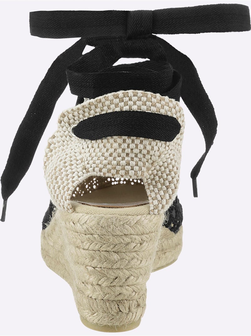 Sandales Compensées De Fabrication Espagnole - Taille Standard - helline Noir - Kiabi