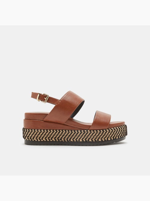 Sandales compensées effet cuir brut BATA - Kiabi