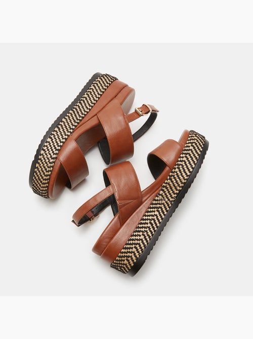 Sandales compensées effet cuir brut BATA - Kiabi