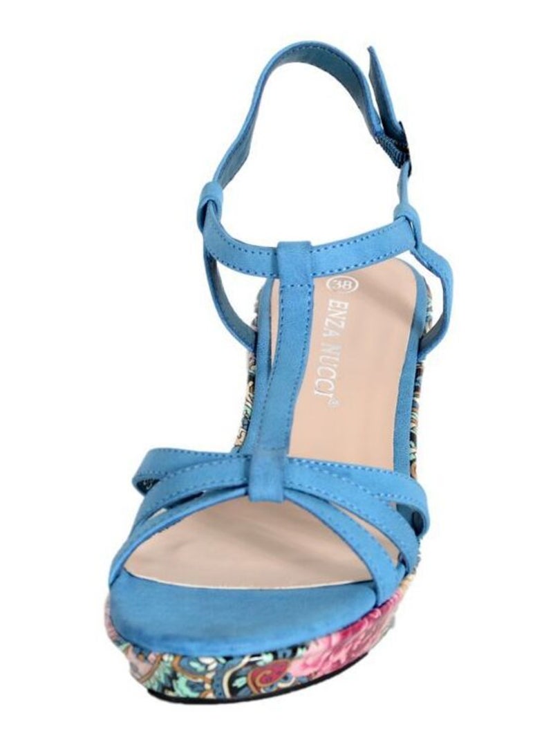 Sandales Compensées Enza Nucci Bleu - Kiabi