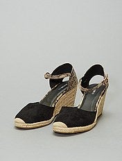 Sandales Mule Femme Juba - Daim Noir - Pointure 38 EUR / 5 UK - Talons Compensés 3 Pouces - Occasion
