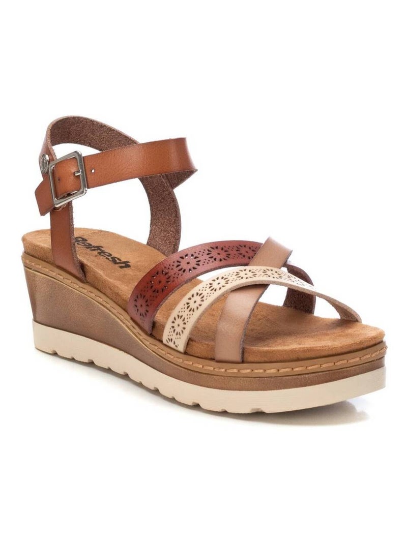 Sandales compensées femme Camel - Kiabi