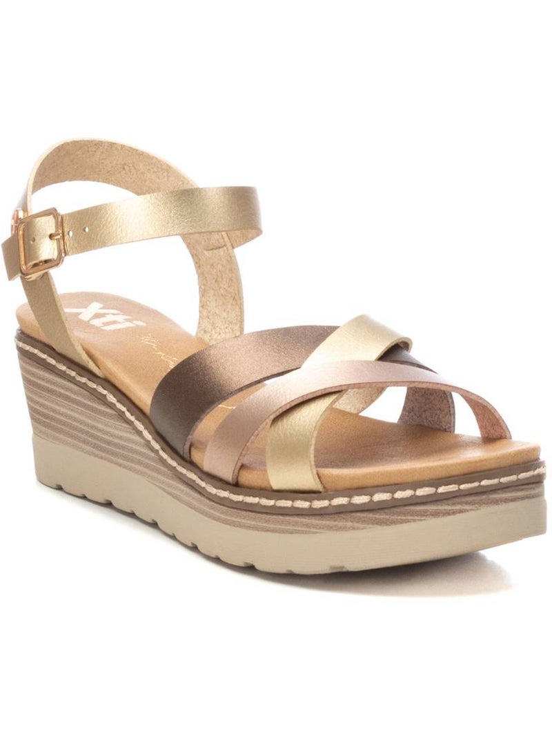 Sandales compensées femme Gold - Kiabi