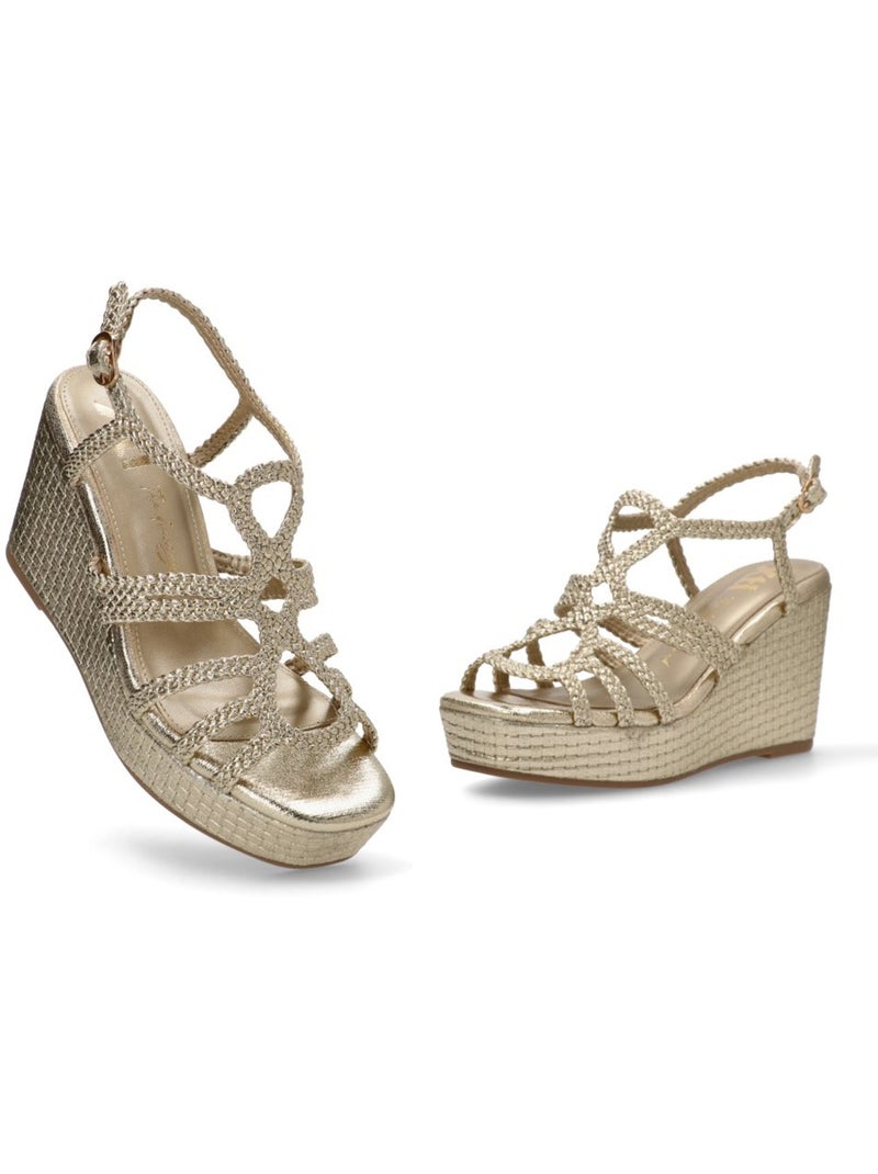 Sandales compensées femme Gold - Kiabi