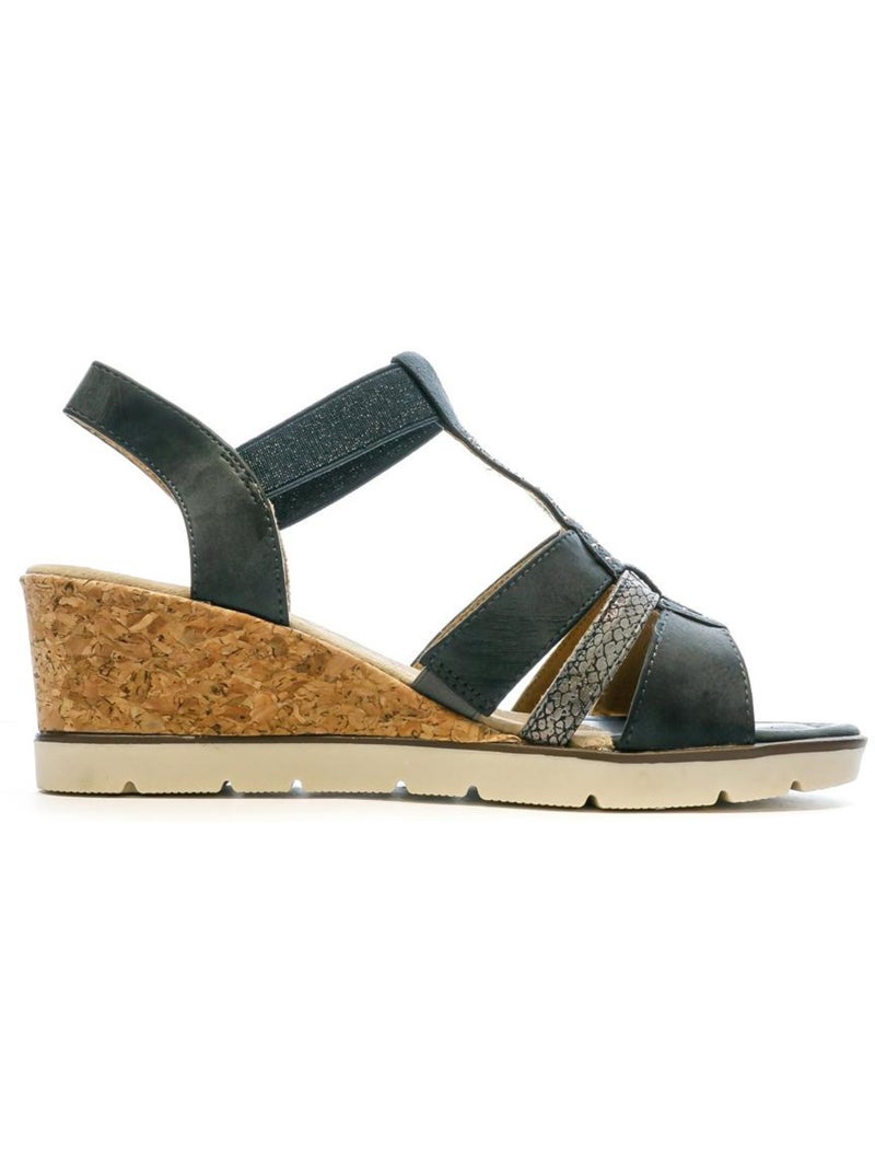 Sandales compensées femme relife Bleu - Kiabi