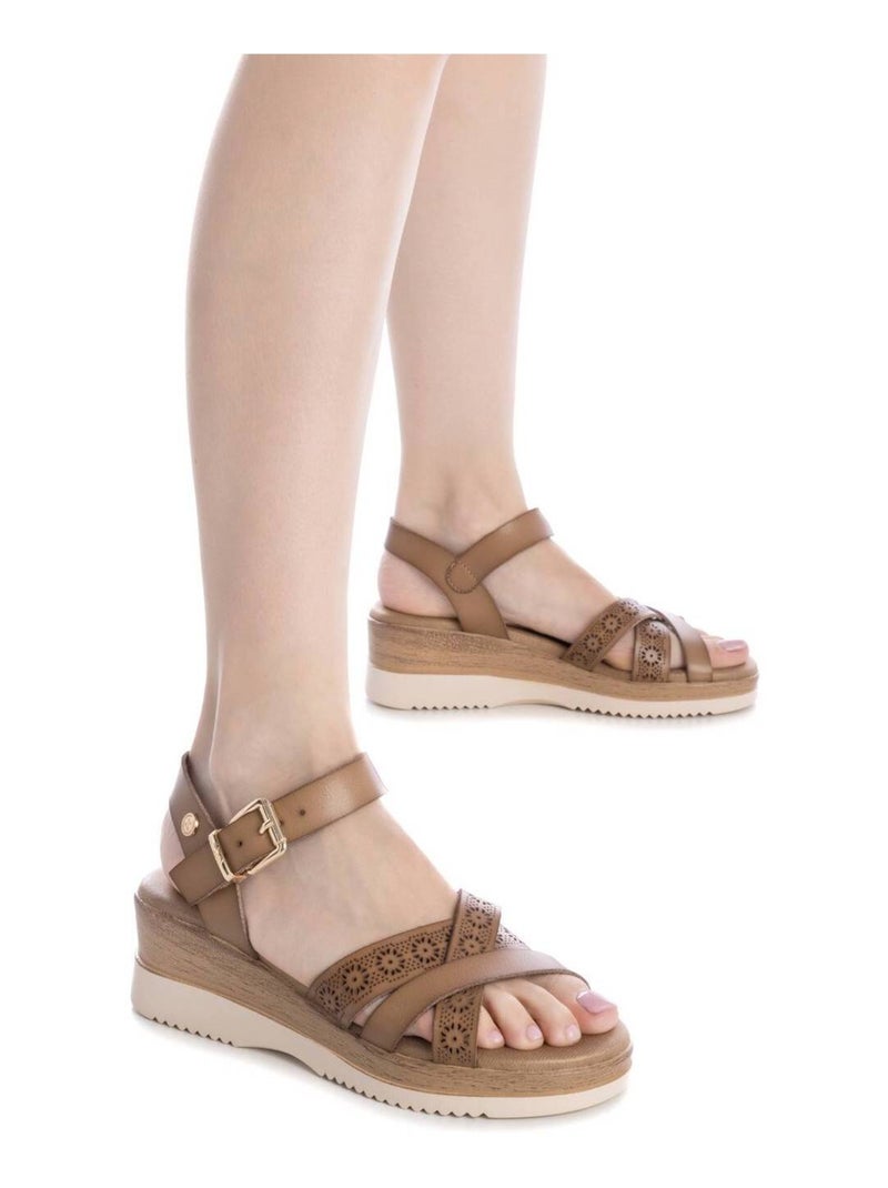 Sandales compensées femme Taupe - Kiabi
