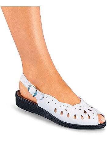 Sandales compensées largeur confort cuir