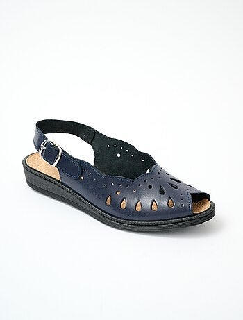 Sandales compensées largeur confort cuir