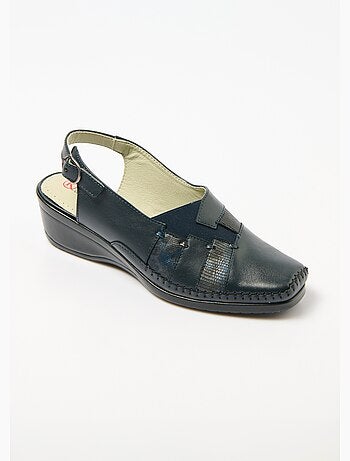 Sandales compensées largeur confort cuir