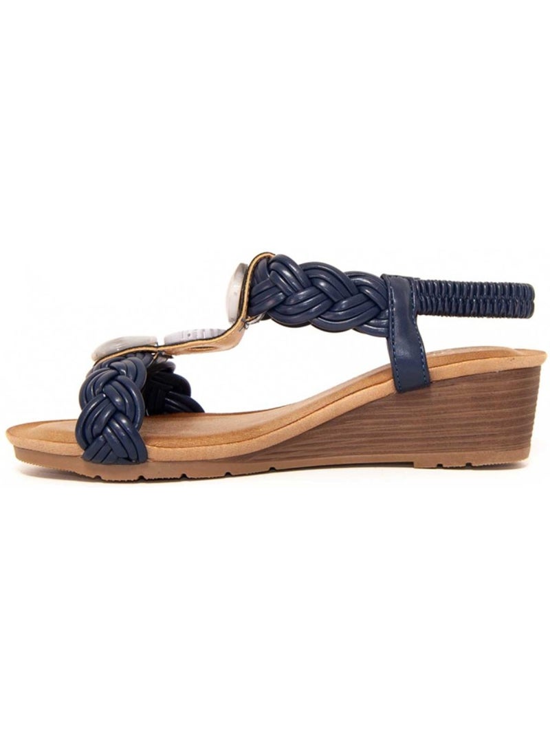 Sandales Compensées Matériel Synthétique Montevita Bleu - Kiabi
