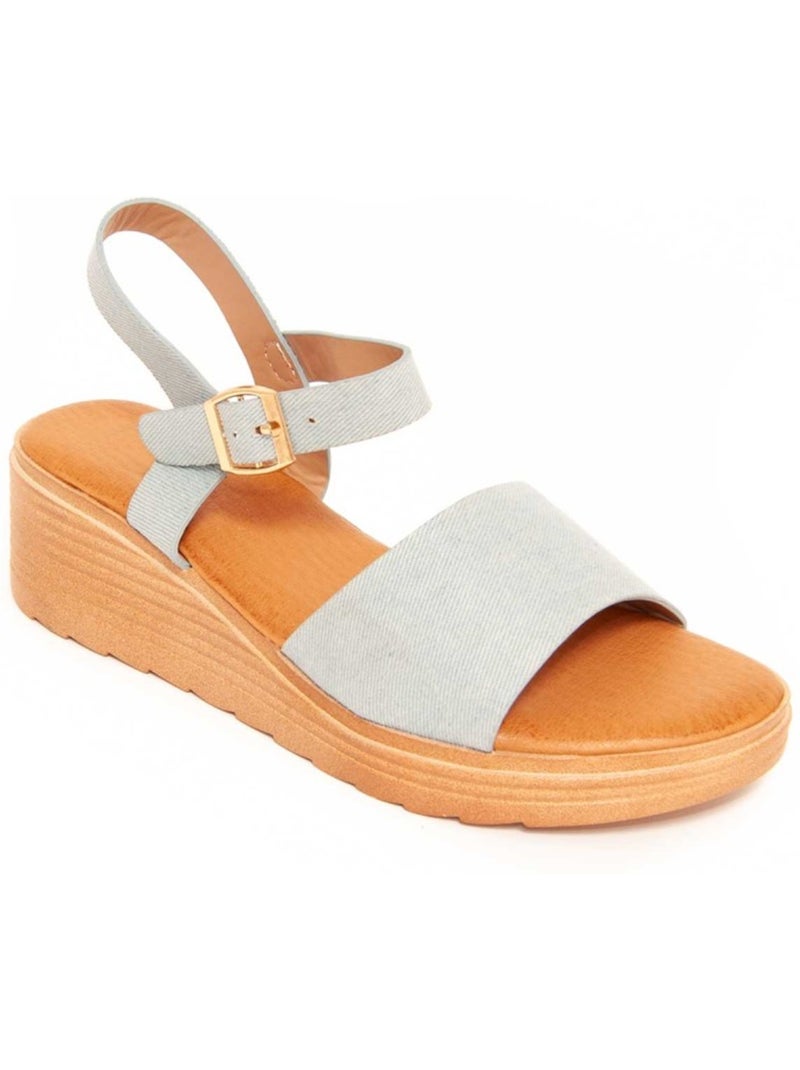 Sandales Compensées Matériel Synthétique Montevita Bleu - Kiabi