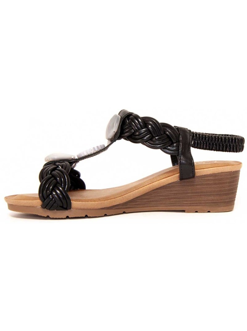 Sandales Compensées Matériel Synthétique Montevita Noir - Kiabi