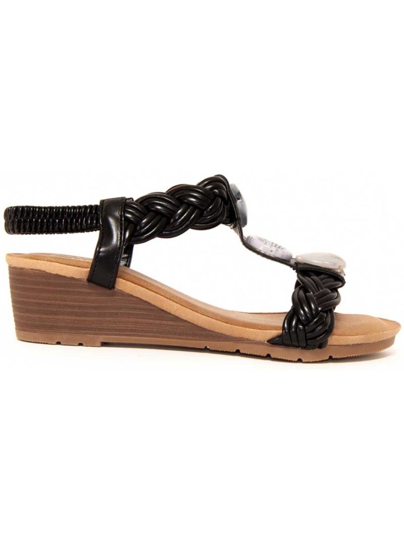 Sandales compensées matériel synthétique montevita Noir - Kiabi