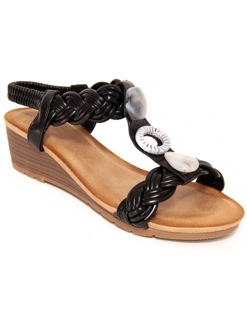 Sandales compensées matériel synthétique montevita Noir - Kiabi