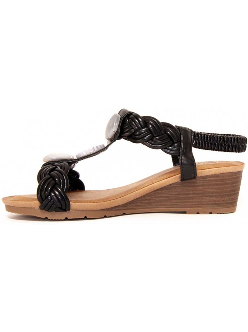 Sandales compensées matériel synthétique montevita Noir - Kiabi