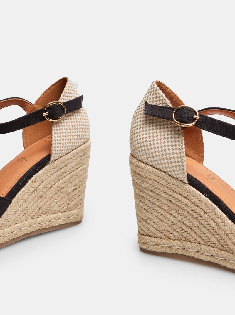 Sandales compensées modèle espadrilles BATA Noir - Kiabi