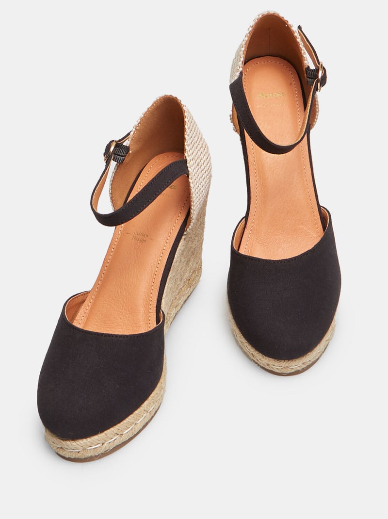 Sandales compensées modèle espadrilles BATA Noir - Kiabi