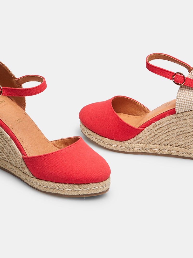 Sandales compensées modèle espadrilles BATA Rouge - Kiabi