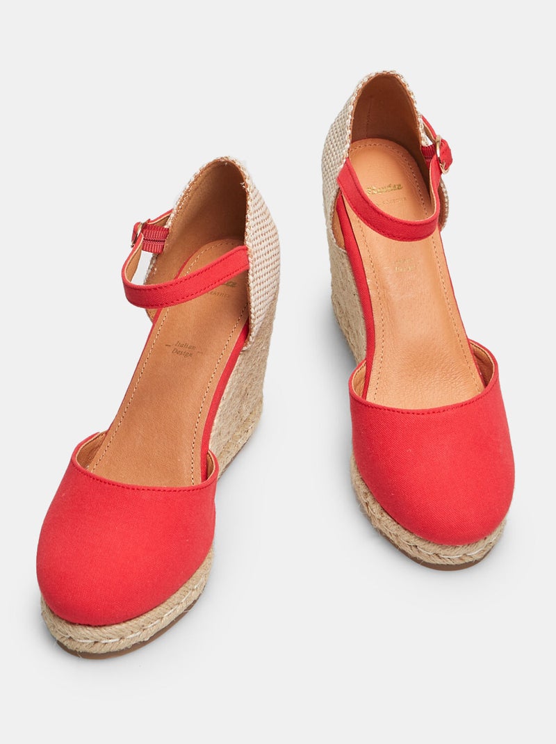 Sandales compensées modèle espadrilles BATA Rouge - Kiabi