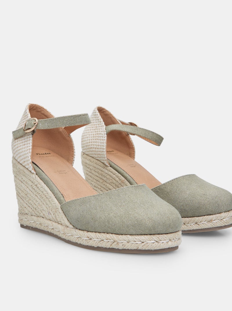 Sandales compensées modèle espadrilles BATA Vert - Kiabi