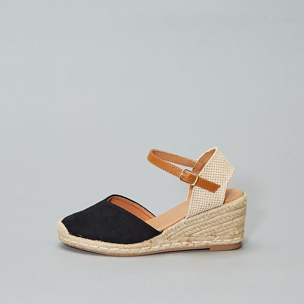 Sandales compensées Femme Kiabi 18,00€ Sandales compensées en corde Femme noir Kiabi 18,00€