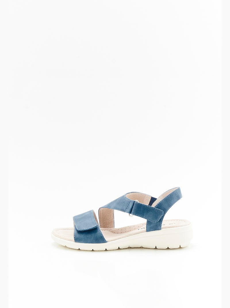 Sandales compensées ouverture totale - Damart Bleu - Kiabi