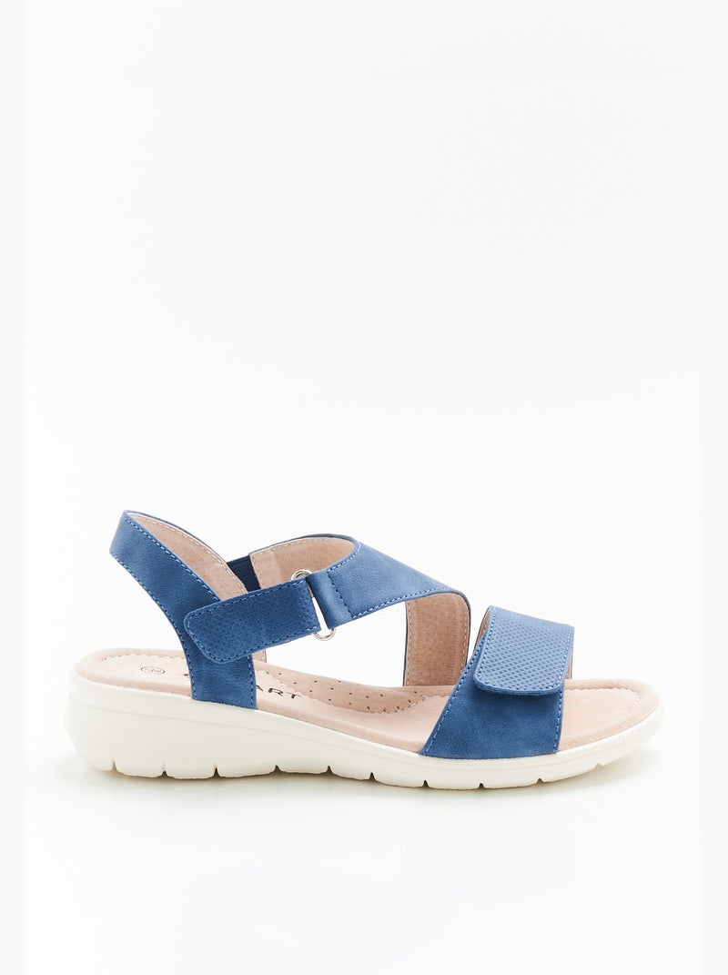 Sandales compensées ouverture totale - Damart Bleu - Kiabi