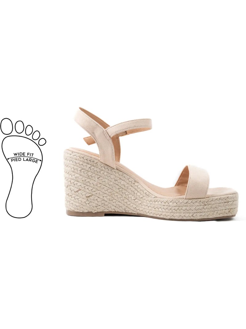 Sandales compensées pieds larges h - vic Beige - Kiabi
