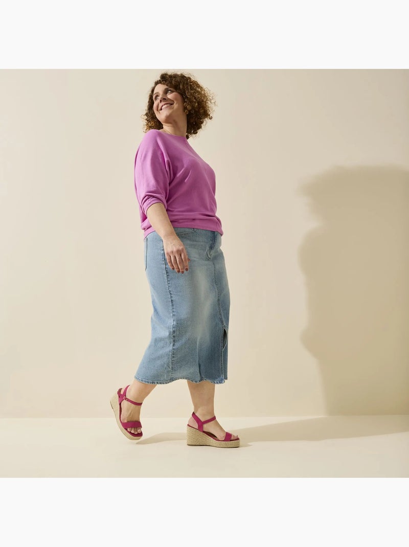 Sandales compensées pieds larges h - vic Rose fushia - Kiabi